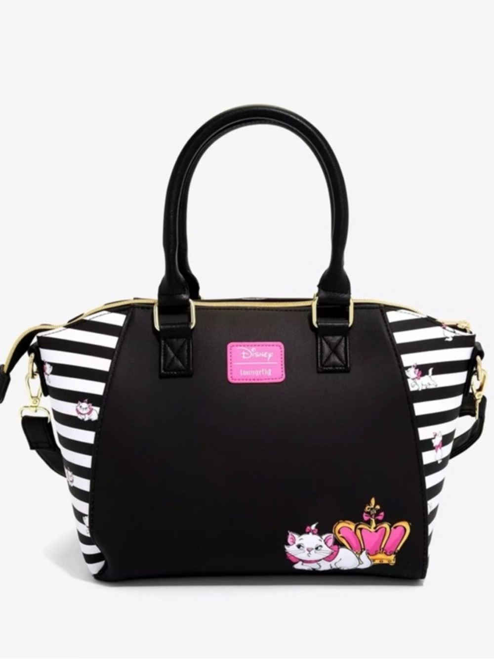 NWOT! Disney Loungefly Aristocats Marie "Because I'm a Lady" Striped Satchel - Picture 2 of 15